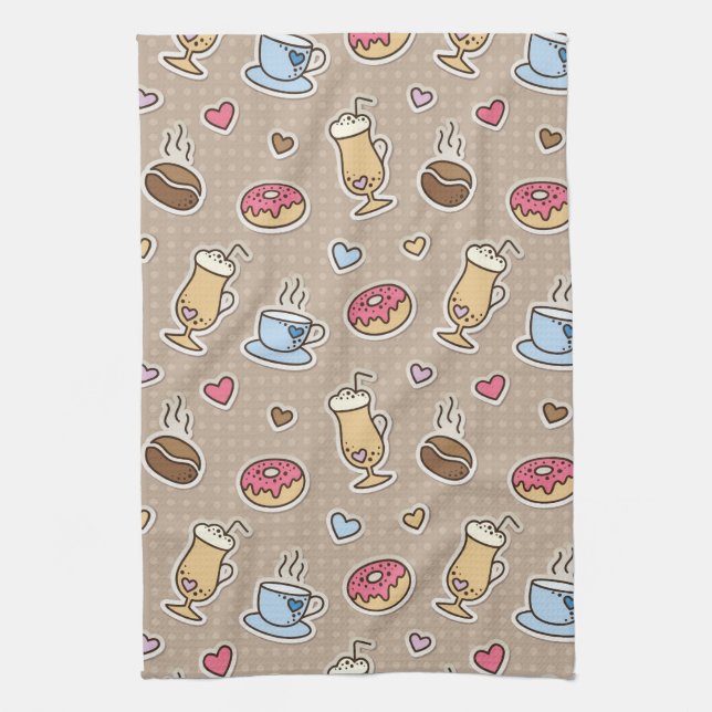 Coffee pattern tea towel (Vertical)