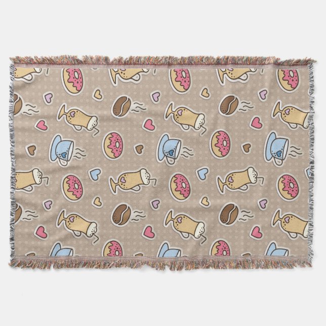 Coffee pattern throw blanket (Front)