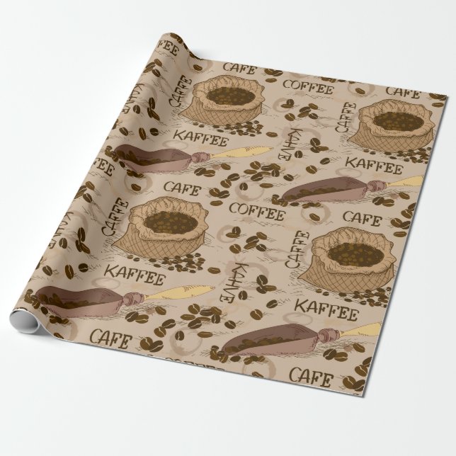 Coffee  Pattern Wrapping Paper (Unrolled)