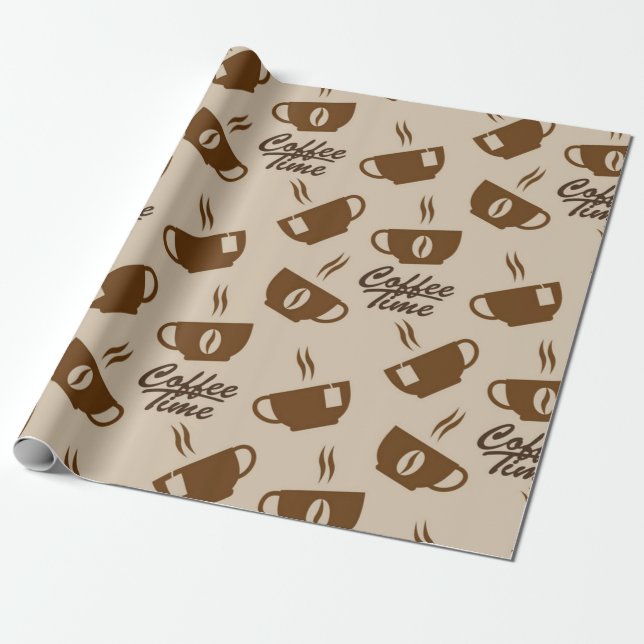 Coffee pattern wrapping paper (Unrolled)