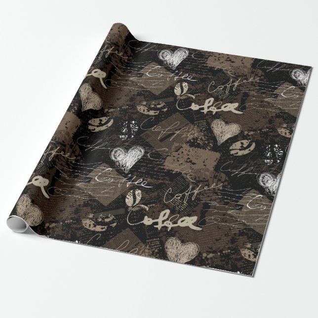Coffee Pattern Wrapping Paper (Unrolled)