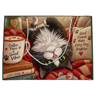 Coffee paws and good vibes , large gift bag