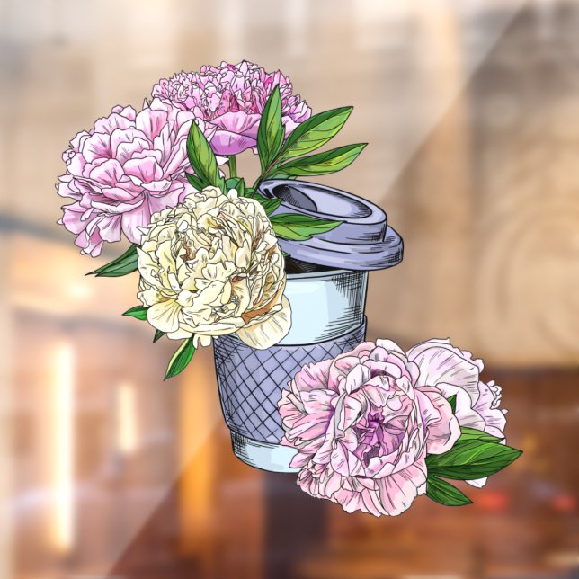 Coffee & Peonies Window Cling (Sheet 2)