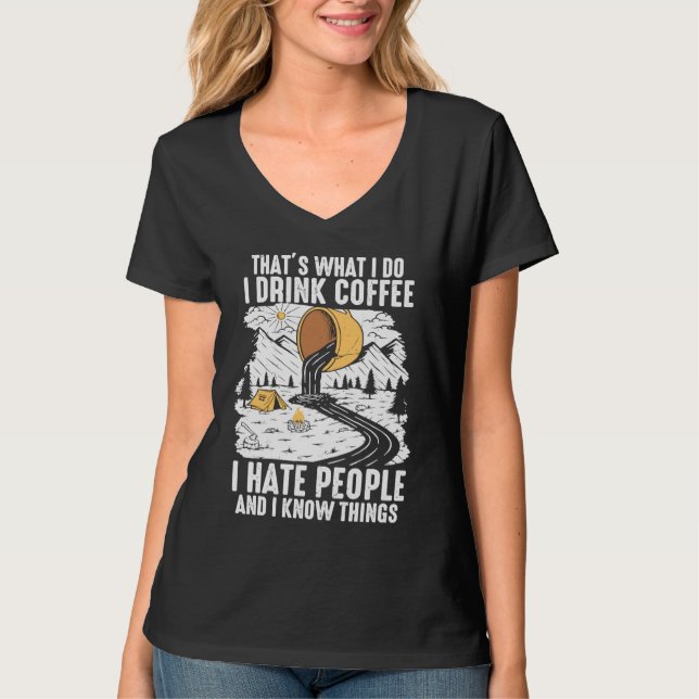 Coffee  People Graphic Cool Sayings Plus Size T-Shirt (Front)