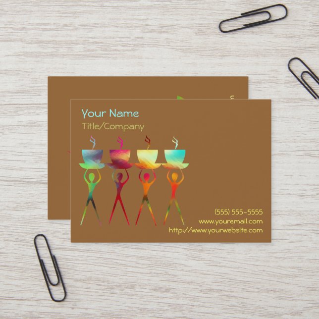 Coffee People Rainbow Business Card Template (Front/Back In Situ)