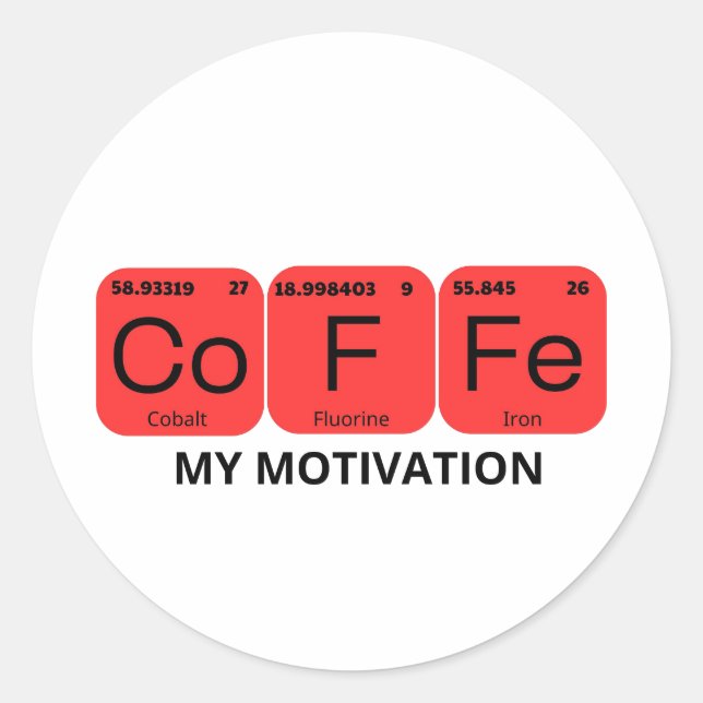  Coffee Periodic Table Element Classic Round Sticker (Front)