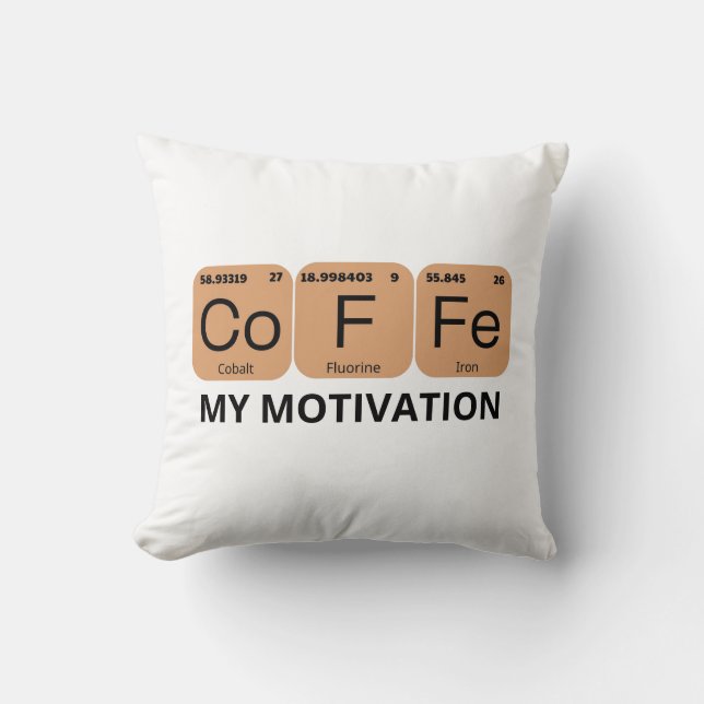 Coffee Periodic Table Element Cushion (Front)