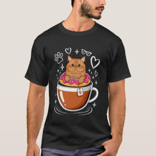 Coffee Persian Cat Doughnut Long Sleeve T-Shirt