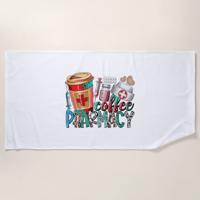Coffee pharmacy beach towel (Front)