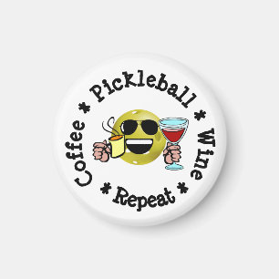 Coffee, Pickleball, Wine, Repeat Pickleball Addict Magnet
