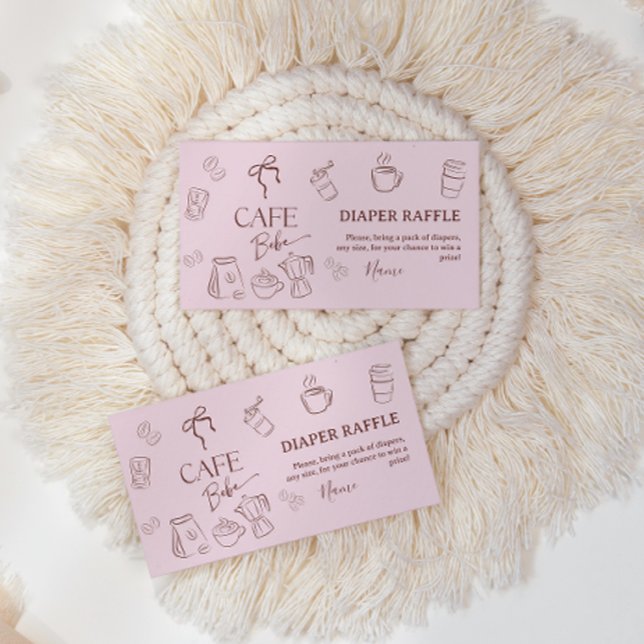 Coffee Pink Bow Cafe Bebe Girl Baby Shower Diaper Enclosure Card (Creator Uploaded)