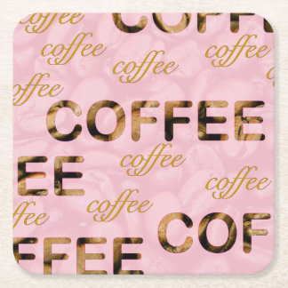 Coffee pink gold   square paper coaster