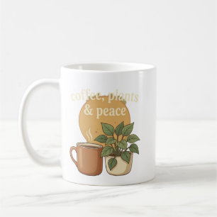 Coffee, Plants & Peace Cosy Aesthetic Coffee Mug