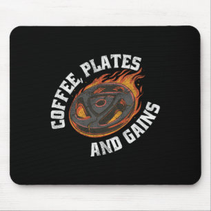 Coffee Plates Gains Gym Outfit Weightlifting Worko Mouse Mat