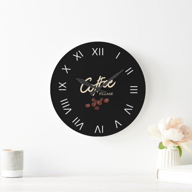 Coffee Please Coffee Lover Large Clock (Home)