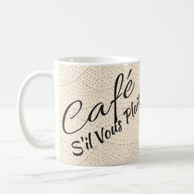 Coffee Please! French Typography and Dot Scallops Coffee Mug (Left)
