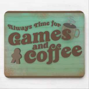 Coffee Plus Games Fun Time Retro Design Mouse Mat