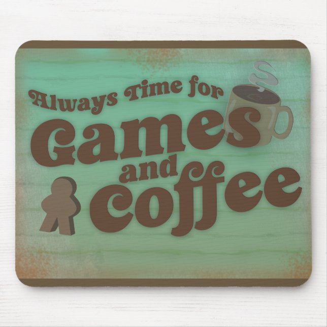 Coffee Plus Games Fun Time Retro Design Mouse Mat (Front)