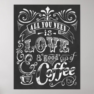 Coffee Poster Print Gift All You Need Is Love