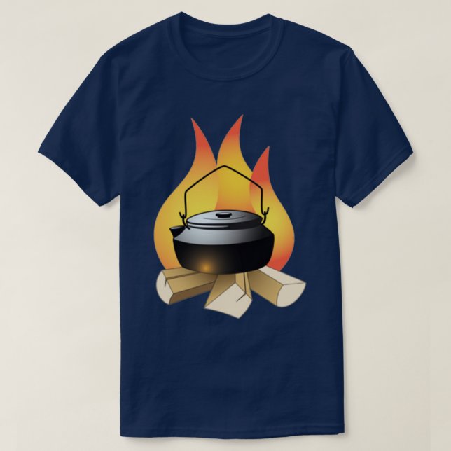 Coffee Pot and Camp Fire T-Shirt (Design Front)