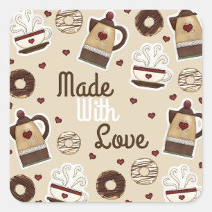 Coffee Pot and Cup Square Sticker