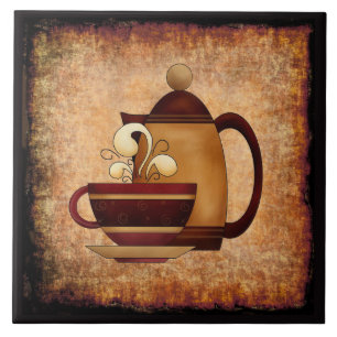 Coffee Pot & Cup Ceramic Kitchen Tile