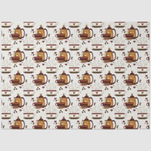 Coffee Pot & Cups Cute Pattern Decoupage  Tissue P Tissue Paper