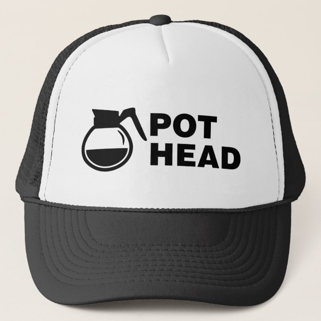 Coffee Pot Head - simple drawing Trucker Hat (Front)