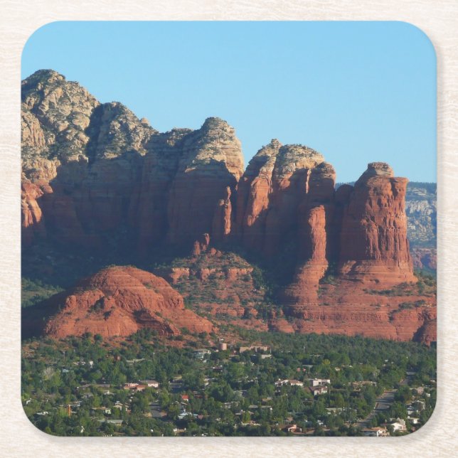 Coffee Pot Rock I in Sedona Arizona Square Paper Coaster (Front)