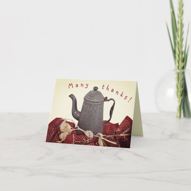 Coffee pot table cloth home hospitality thanks thank you card (Front)