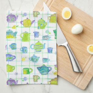 Coffee Pot Teapots Flowers Tea Towel
