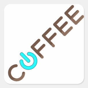 Coffee Power (Blue) Square Sticker