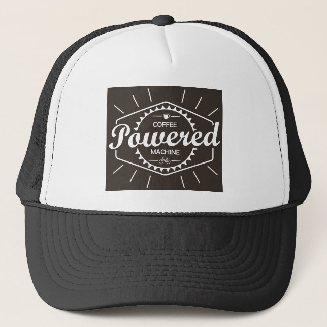 Coffee Powered Bicycle Trucker Hat (Front)