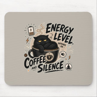 Coffee Powered Black Cat Mouse Pad