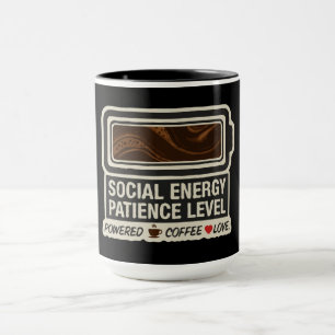Coffee Powered Social Battery Funny Energy Leve Mug