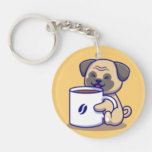 Coffee Pug Key Ring