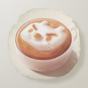 Coffee Pun: Iron T Foaming With Feelings Art Round Cushion