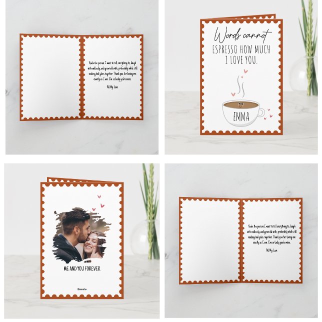 Coffee Pun Say I Love You Funny Valentines Day  Card (i love you valentines day cards modern heart couple simple cute photo humor funny heart for him )