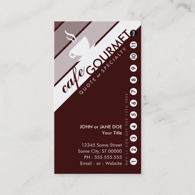 COFFEE punchcard : (buy 11 get 1 free) Loyalty Card (Front)