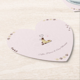 Coffee, Purrs & Cosy Mornings Heart Coaster
