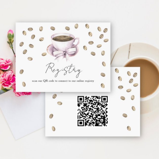 Coffee QR Code Bridal Shower Registry  Enclosure Card (Creator Uploaded)
