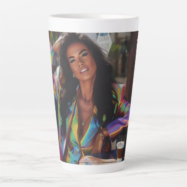Coffee Queen Digital Art Latte Mug (Front)