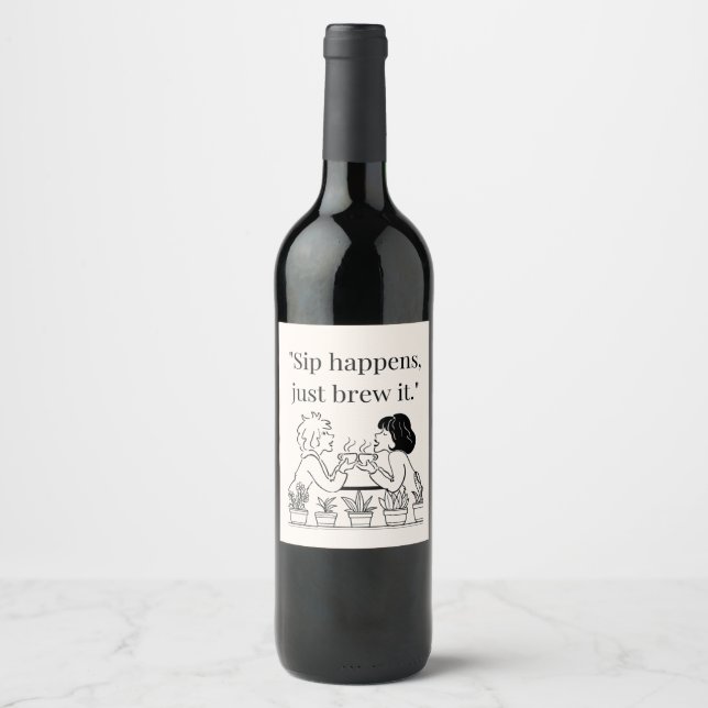 coffee quote  wine label (Front)