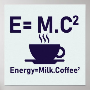 Coffee quotes, energy milk coffee poster
