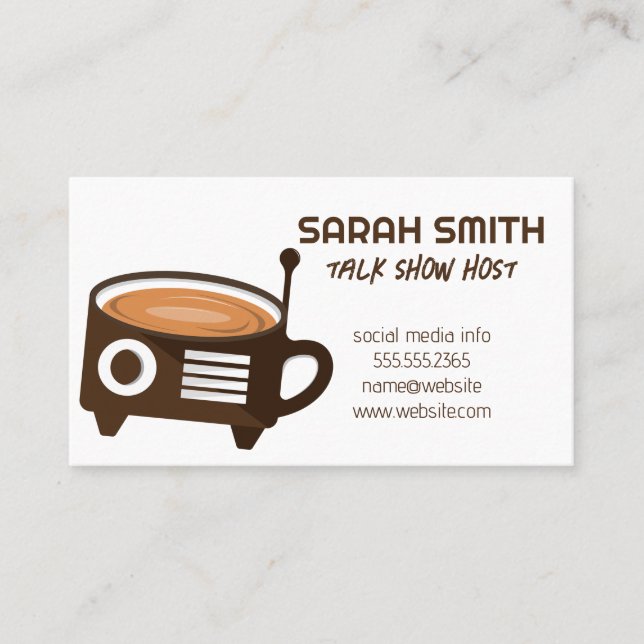 Coffee Radio Logo | Podcast Talk Show Host Business Card (Front)