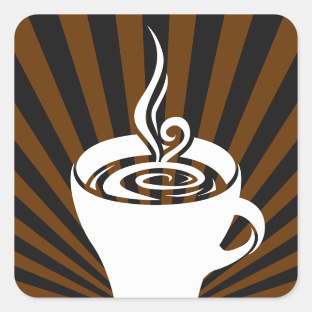 coffee rays square sticker (Front)
