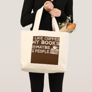 Coffee Read Drinking Books Reading Literature Fan Large Tote Bag