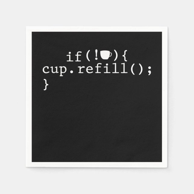 Coffee Refill Smart Coding Software Engineer Napkin (Front)