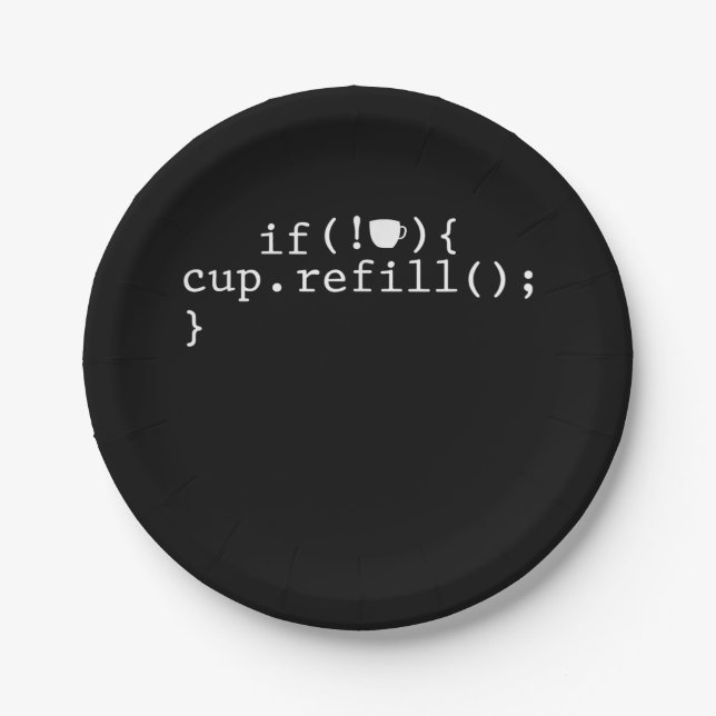 Coffee Refill Smart Coding Software Engineer Paper Plate (Front)