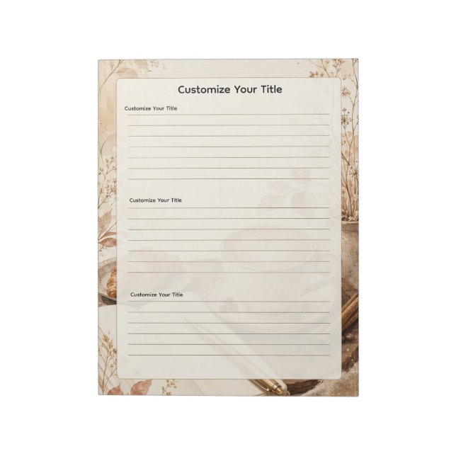 Coffee & Reflection Page (Customisable Titles) Notepad (Rotated)